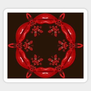 Red Lips , Lizard , Mandala , Pattern Sticker